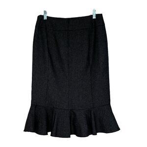 Express Black Textured Ruffle Hem Pencil Skirt - 2